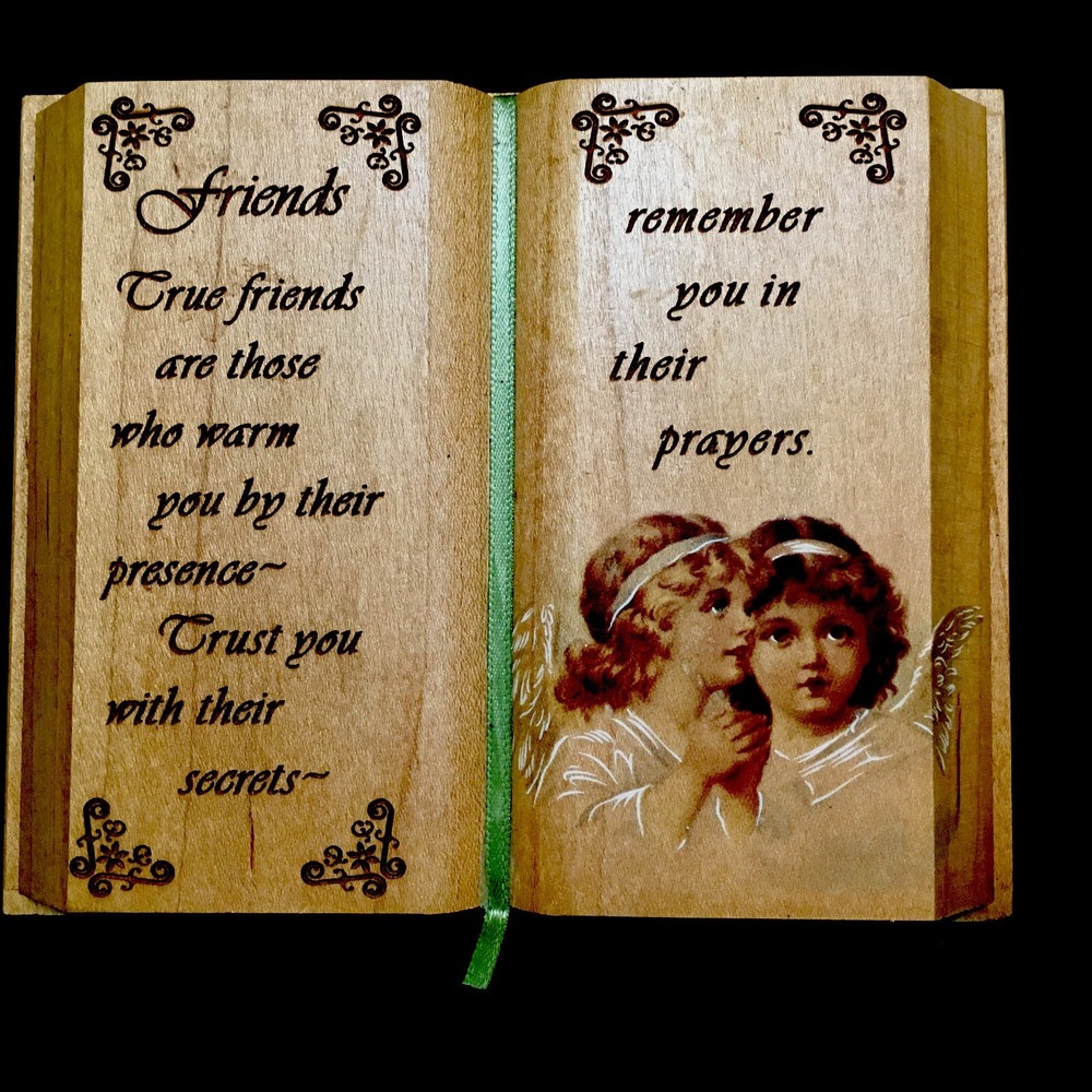 Vintage Plaque Sign motivational friends Quote. Wooden Carved Book Shabby Chic - Picture 2 of 7
